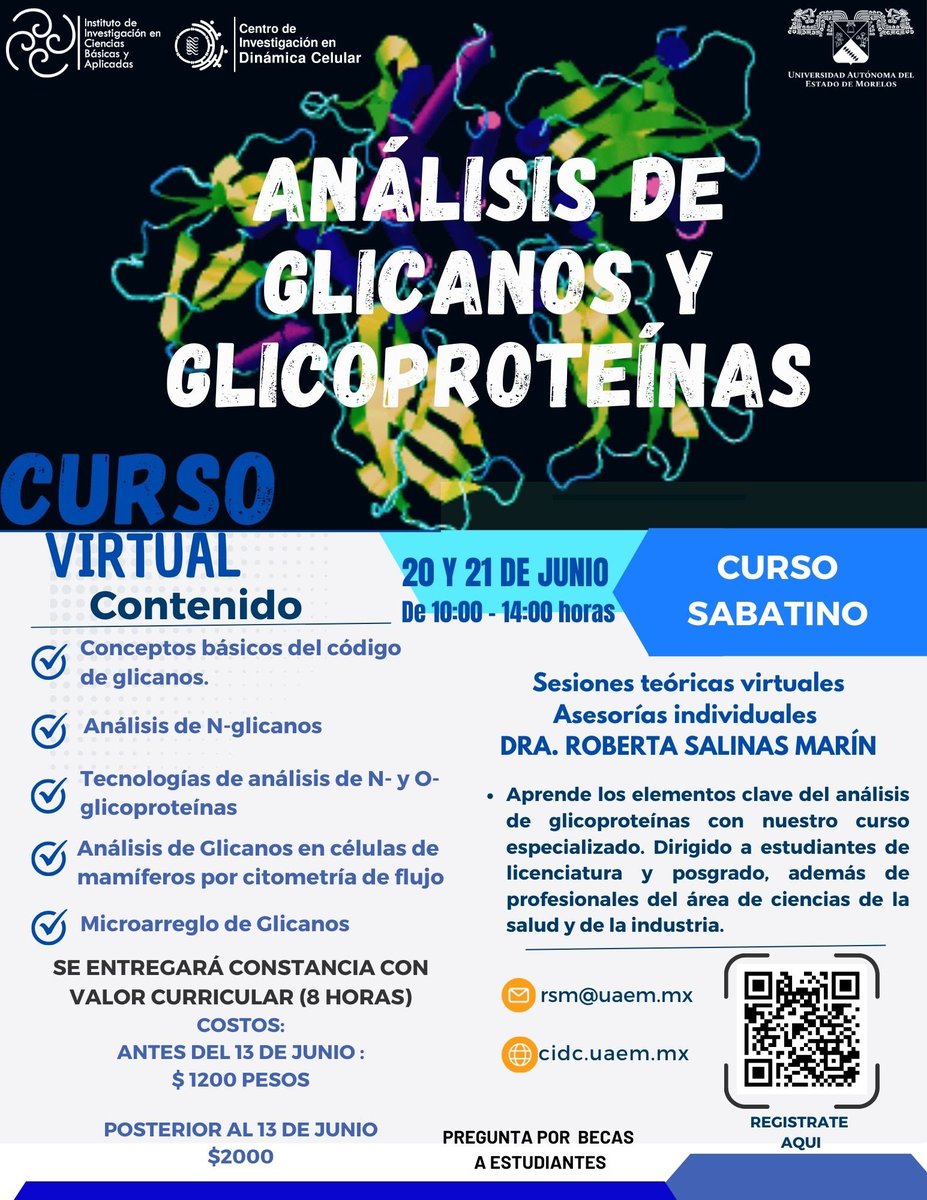 uaemorelos's tweet image. Centro de Investigación en Dinámica Celular #CIDC | Curso | Análisis de Glicanos y Glicoproteínas | #SomosUAEM #SomosCIDC