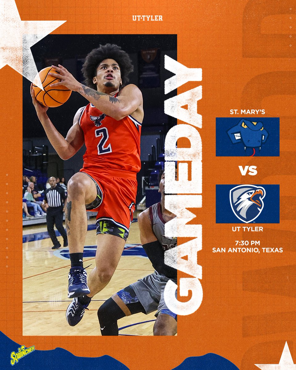 UT Tyler Patriots (@uttylerpatriots) on Twitter photo MBB | IT'S GAME DAY!
<a href="/uttylermbb/">UT Tyler Men's Basketball</a> looks to build on a successful weekend as they face off with St. Mary's in a weeknight affair!
STATS: tinyurl.com/n4sxrb2w
STREAM: tinyurl.com/5fjaysvp
#SwoopSwoop MBB | IT'S GAME DAY!
<a href="/uttylermbb/">UT Tyler Men's Basketball</a> looks to build on a successful weekend as they face off with St. Mary's in a weeknight affair!
STATS: tinyurl.com/n4sxrb2w
STREAM: tinyurl.com/5fjaysvp
#SwoopSwoop