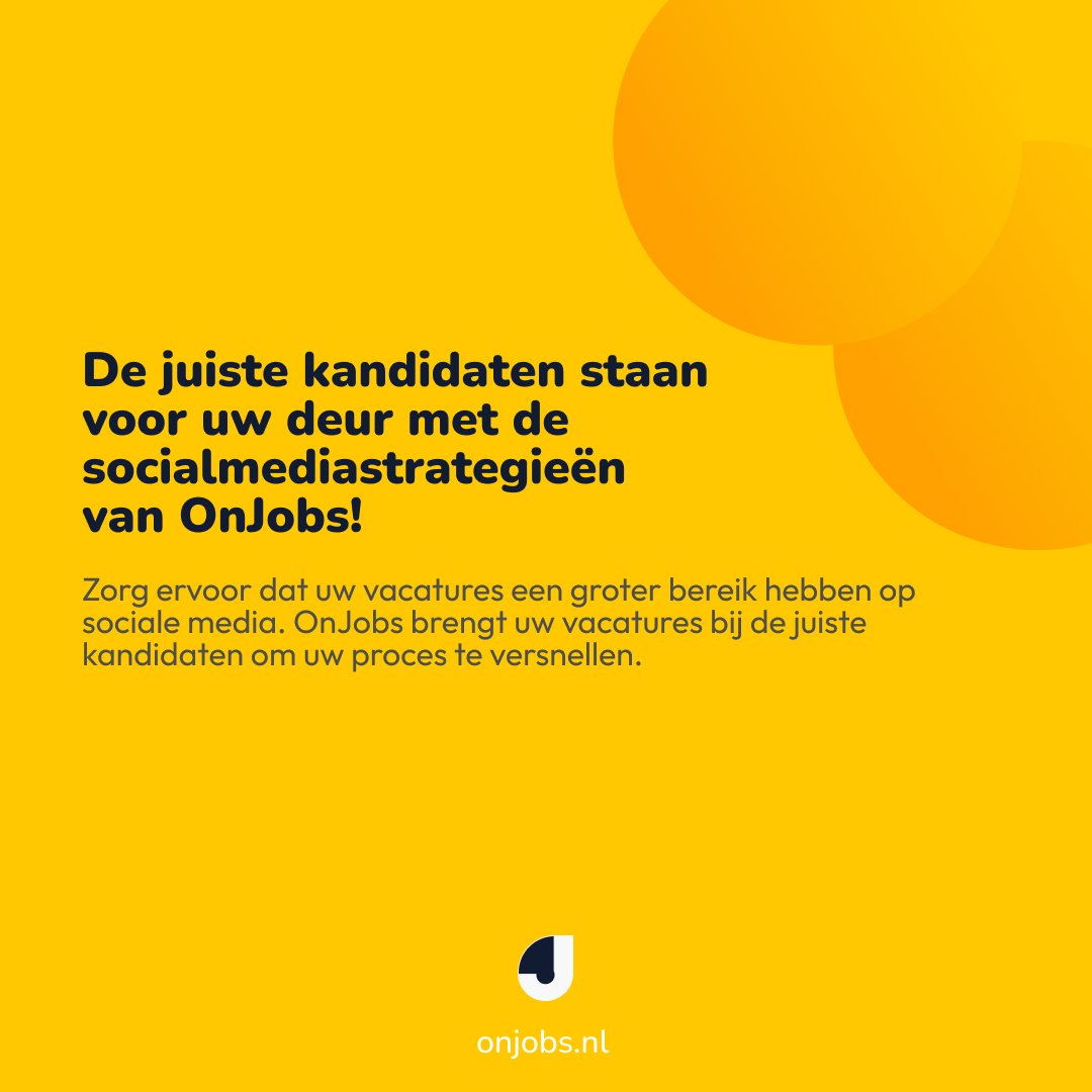 Zorg ervoor dat uw vacatures een groter bereik hebben op sociale media. OnJobs brengt uw vacatures bij de juiste kandidaten om uw proces te versnellen.
onjobs.nl
.
#onjobs #vacatures #vacatureplatform #EmployerBranding #JobMarketing #VacaturePromotie