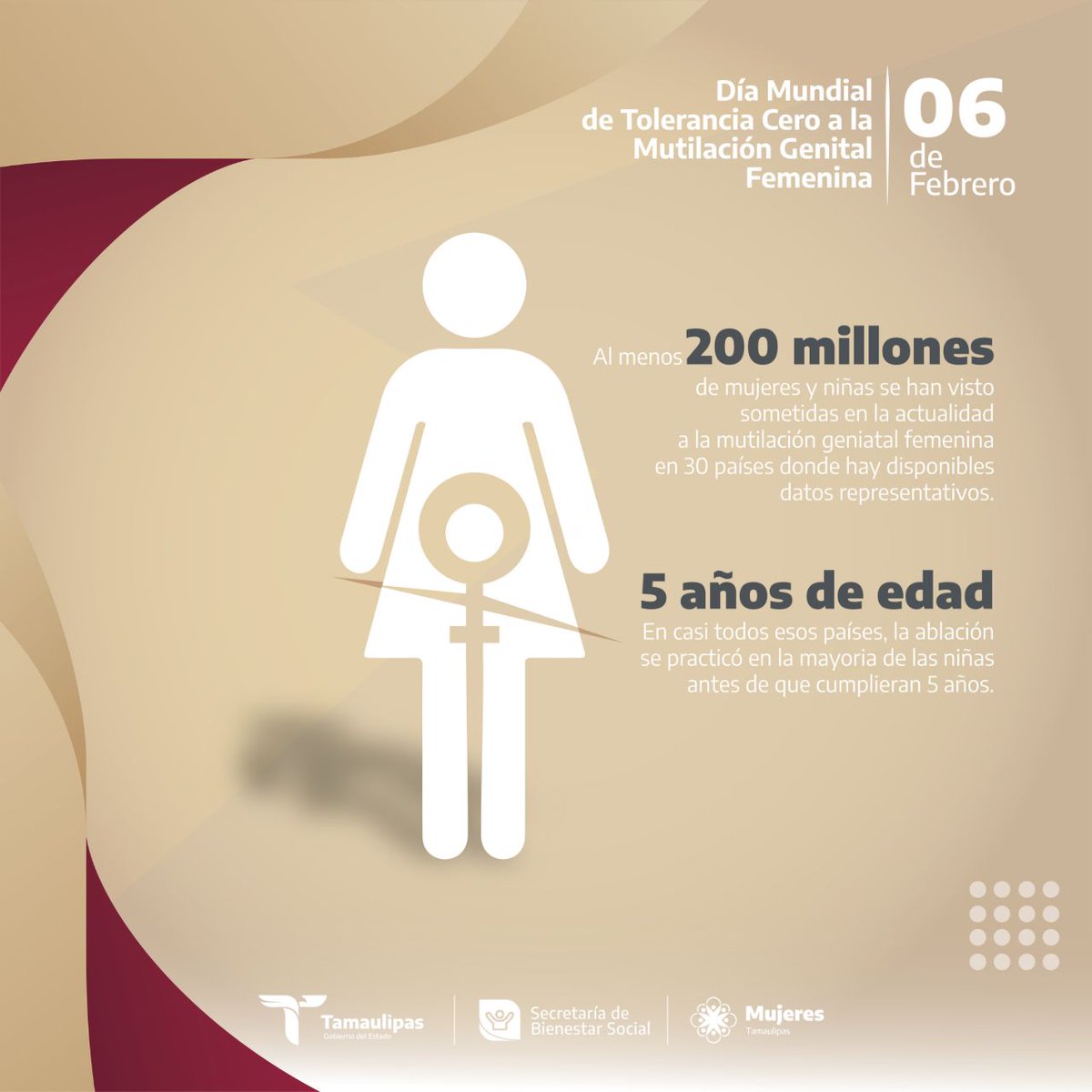 imtamaulipeca's tweet photo. Día Mundial de Tolerancia Cero a la Mutilación Genital Femenina
#NoEstasSola
#NoMasViolencia
#Denuncia https://t.co/7bt7gVrCC9