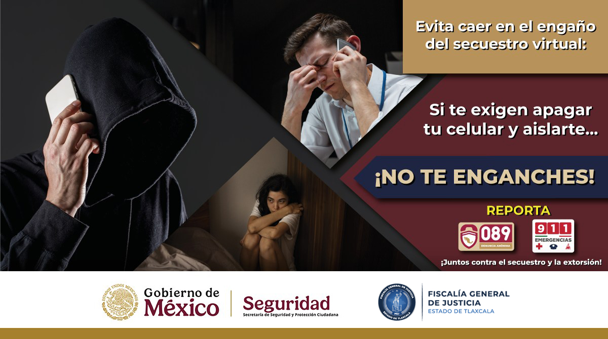 FiscaliaTlax's tweet photo. El #SecuestroVirtual es una variante de #Extorsión... ¡mantente alerta ante este delito! https://t.co/gnItCMHPHI
