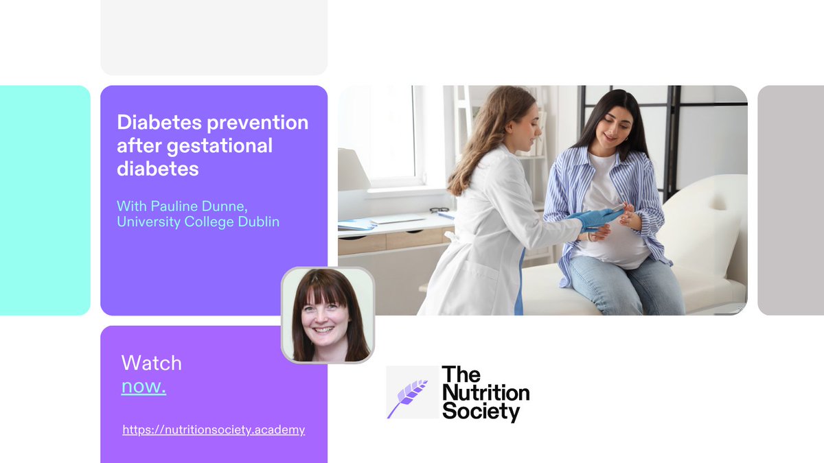 NutritionSoc's tweet image. Pauline Dunne, dietitian, explores #implementationscience frameworks to prevent #diabetes after #GestationalDiabetes this topic in her latest webinar &apos;#DiabetesPrevention after gestational diabetes&apos; on the Academy.
🔗bit.ly/4h2iVFX  

#pregnancy #pregnancynutrition