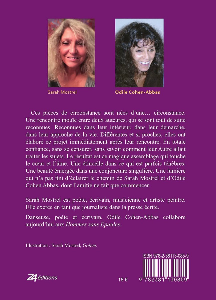 Vient de paraître !
 "Pièces de circonstance" !
On y parle transmission, lumière, joie... Un ouvrage écrit sous forme théâtrale, à plusieurs dimensions : poétique, dramatique, mystique, littéraire.
z4editions.fr/product/pieces…
#piecesdecirconstance #editionsZ4 #theatre #spiritualité