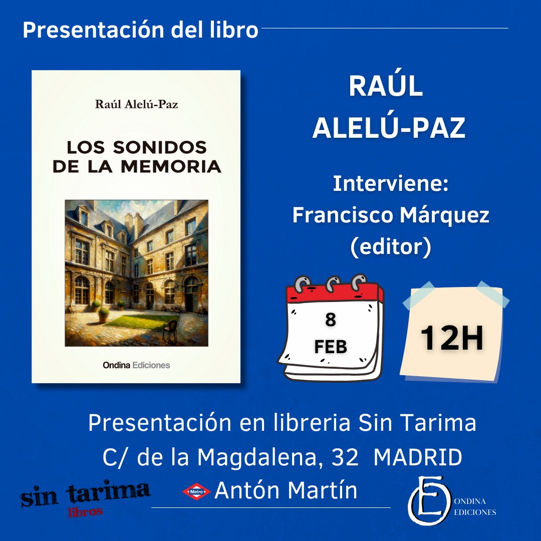 El sábado tendré la suerte de acompañar a <a href="/Dr_AleluPaz/">Dr.Raúl Alelú</a> en la presentación de su libro "Los sonidos de la memoria" en la libreria <a href="/sintarima/">Sin Tarima Libros</a> 📖😀