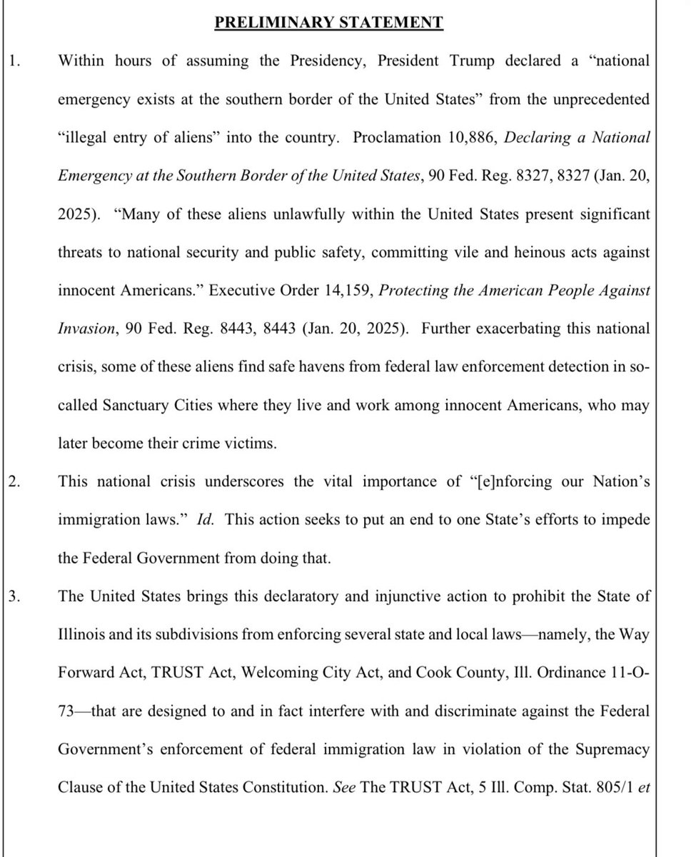 JUST IN: the U.S. Department of Justice has filed a federal lawsuit in Chicago asking for an injunction over sanctuary city policies.