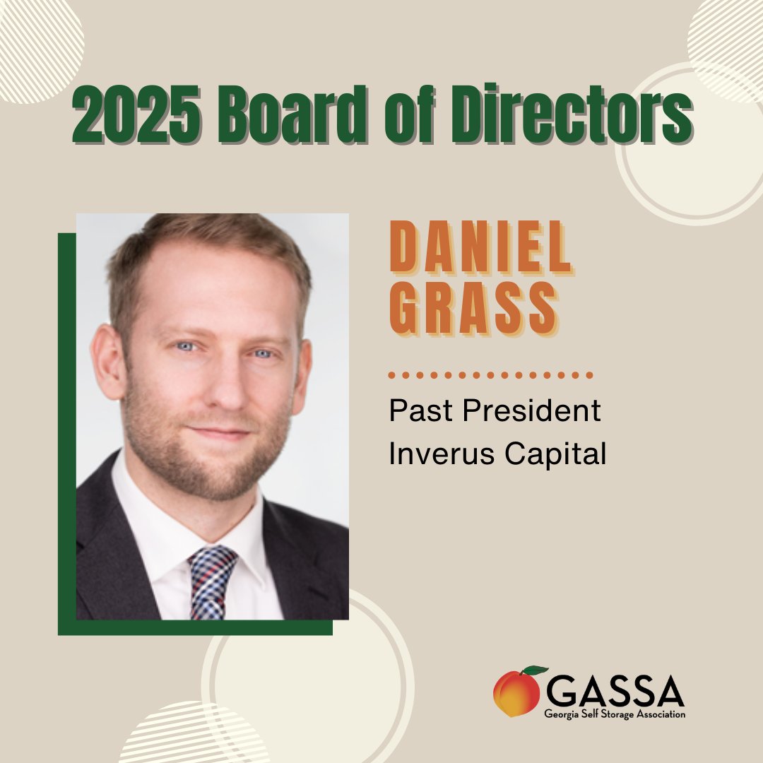 GASelfStorage's tweet photo. A new year means a new board. Daniel Grass of Inverus Capital returns in the role of past president. We thank him for his previous contributions as president and for ensuring a smooth transition.
#gassa #selfstorage #selfstorageindustry https://t.co/HKQ0Plq9rA