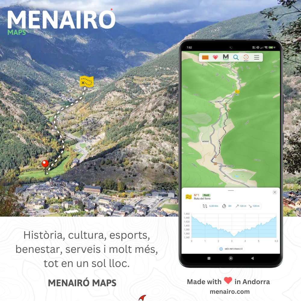 Menairomaps's tweet image. Amb Menairó Maps redescobrir Andorra és molt més fàcil. Ja busquis una ruta cultural, un poble únic per visitar, una instal·lació esportiva, un restaurant o un parc natural, el trobaràs en tan sols un clic.

#andorra  #historia #cultura  #guia #natura #ski  #ordino #TravelTown