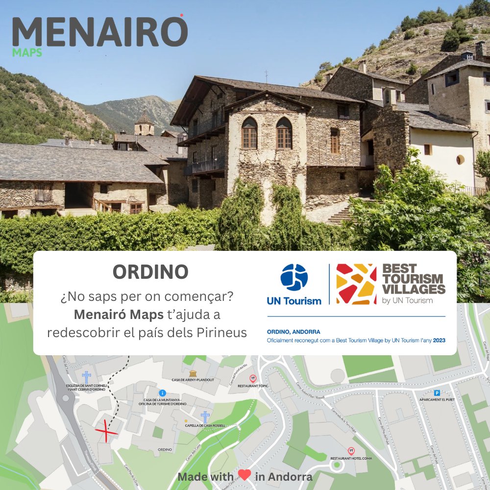 Menairomaps's tweet image. Amb Menairó Maps redescobrir Andorra és molt més fàcil. Ja busquis una ruta cultural, un poble únic per visitar, una instal·lació esportiva, un restaurant o un parc natural, el trobaràs en tan sols un clic.

#andorra  #historia #cultura  #guia #natura #ski  #ordino #TravelTown