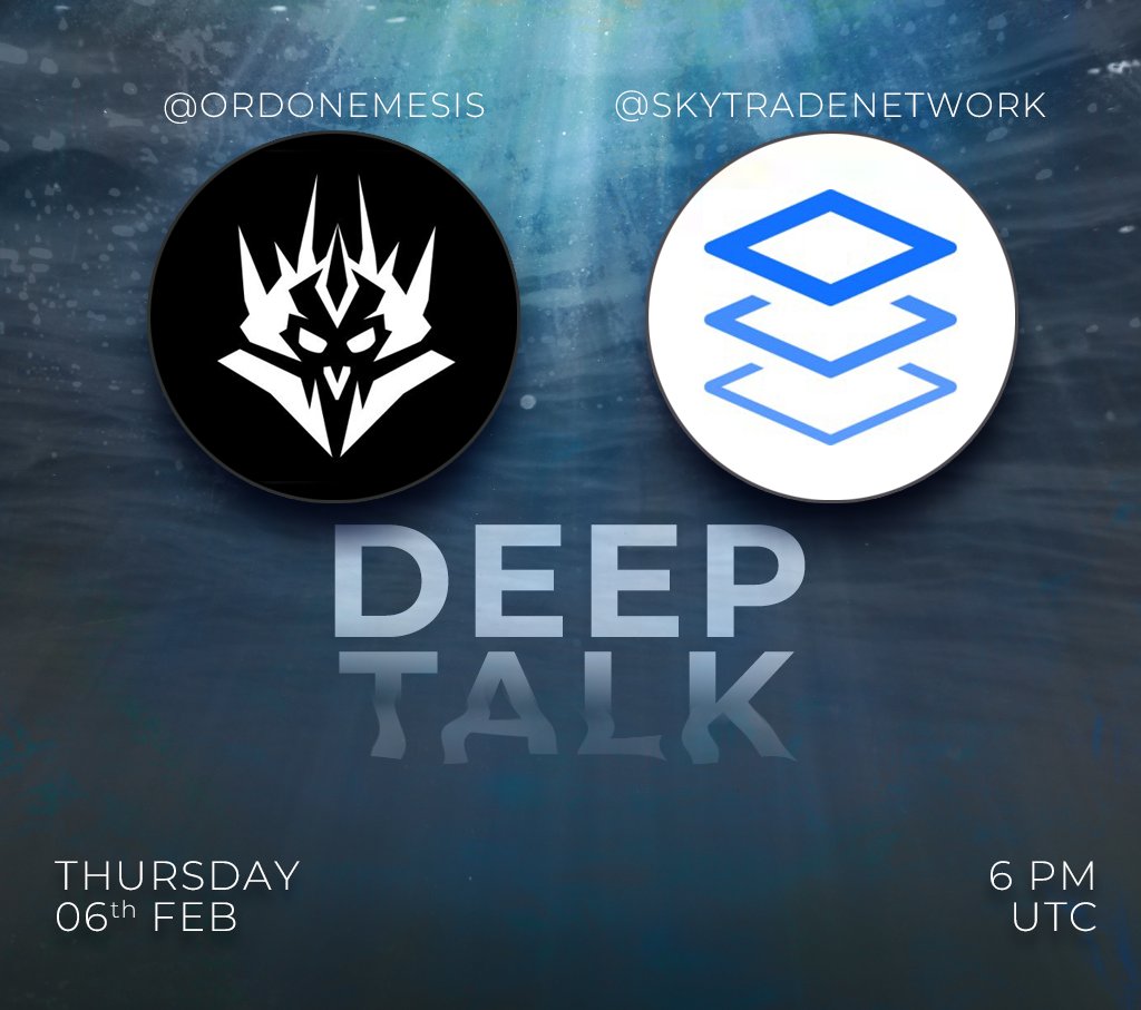 🎙️ DeepTalk EP.107 🎙️
  
Featuring <a href="/SkyTradeNetwork/">SkyTrade</a>, Tokenizing the sky ☁️

Today, 6PM UTC.             

↓