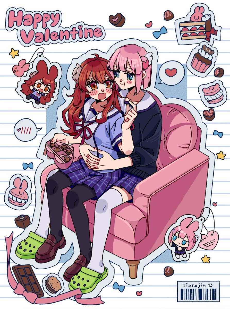 Tiarajin13's tweet image. Fufu i like chiyoda momo and shamiko from machikado mazoku &gt;w&lt; 🩷 cute
#Valentine #まちカドまぞく #YCH