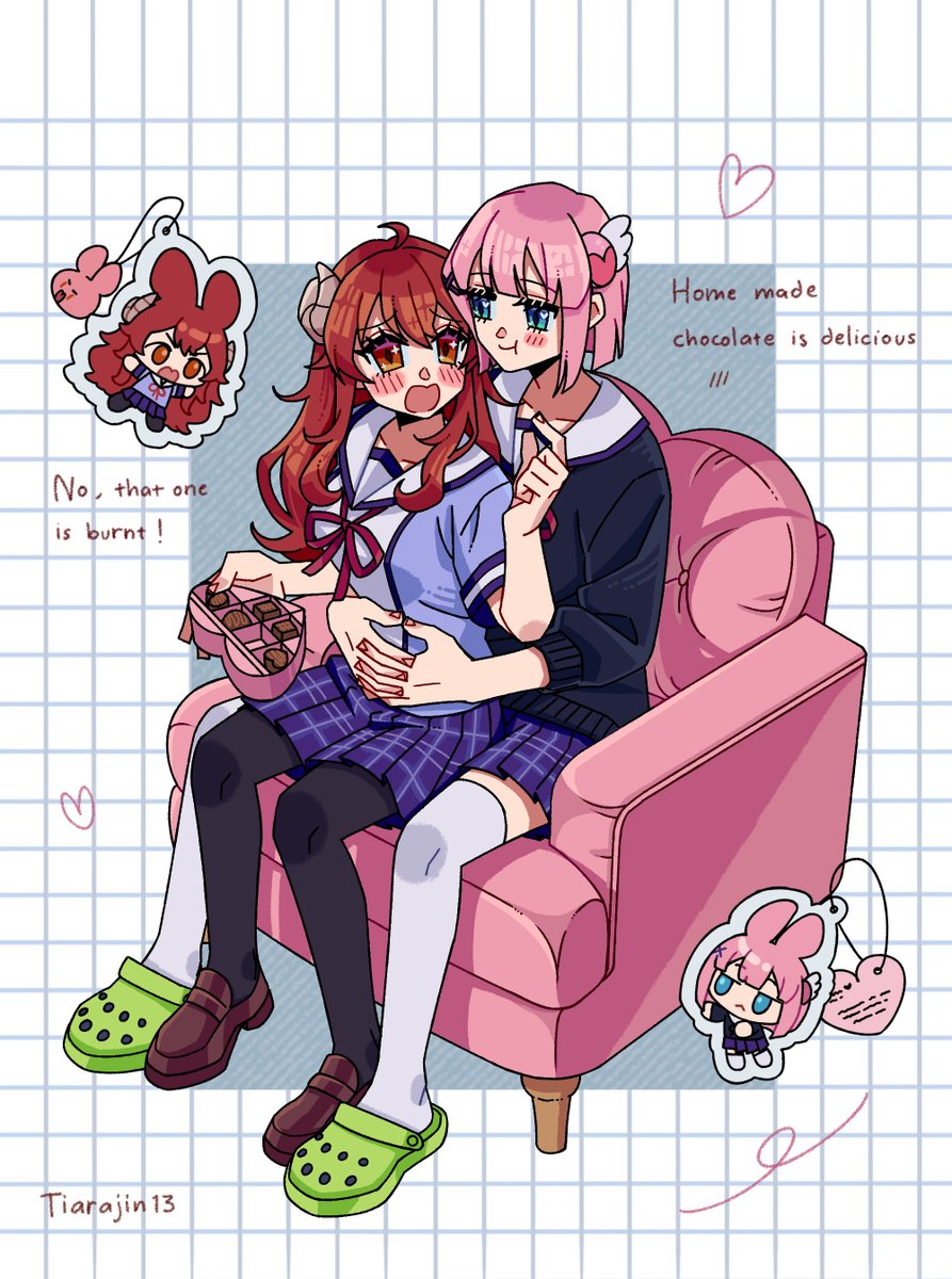 Tiarajin13's tweet image. Fufu i like chiyoda momo and shamiko from machikado mazoku &gt;w&lt; 🩷 cute
#Valentine #まちカドまぞく #YCH