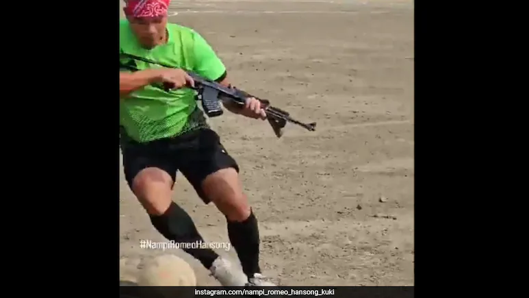 Men Carrying Assault Rifles 'Play' Football In Manipur. Video Viral ndtv.com/india-news/men…