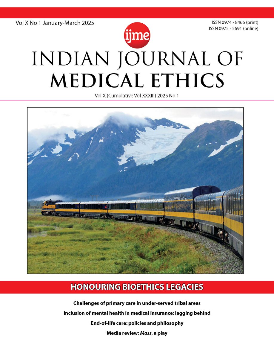 IJME Jan-Mar 2025 issue is live

Some issues covered: Discrimination against patients from Bangladesh, qualia-centric approach to Ayurveda, poetry and movies in medical education,

ijme.in/issues/bioethi…
Cover credit: photographed by Sunil K Pandya, courtesy Shubhada Pandya