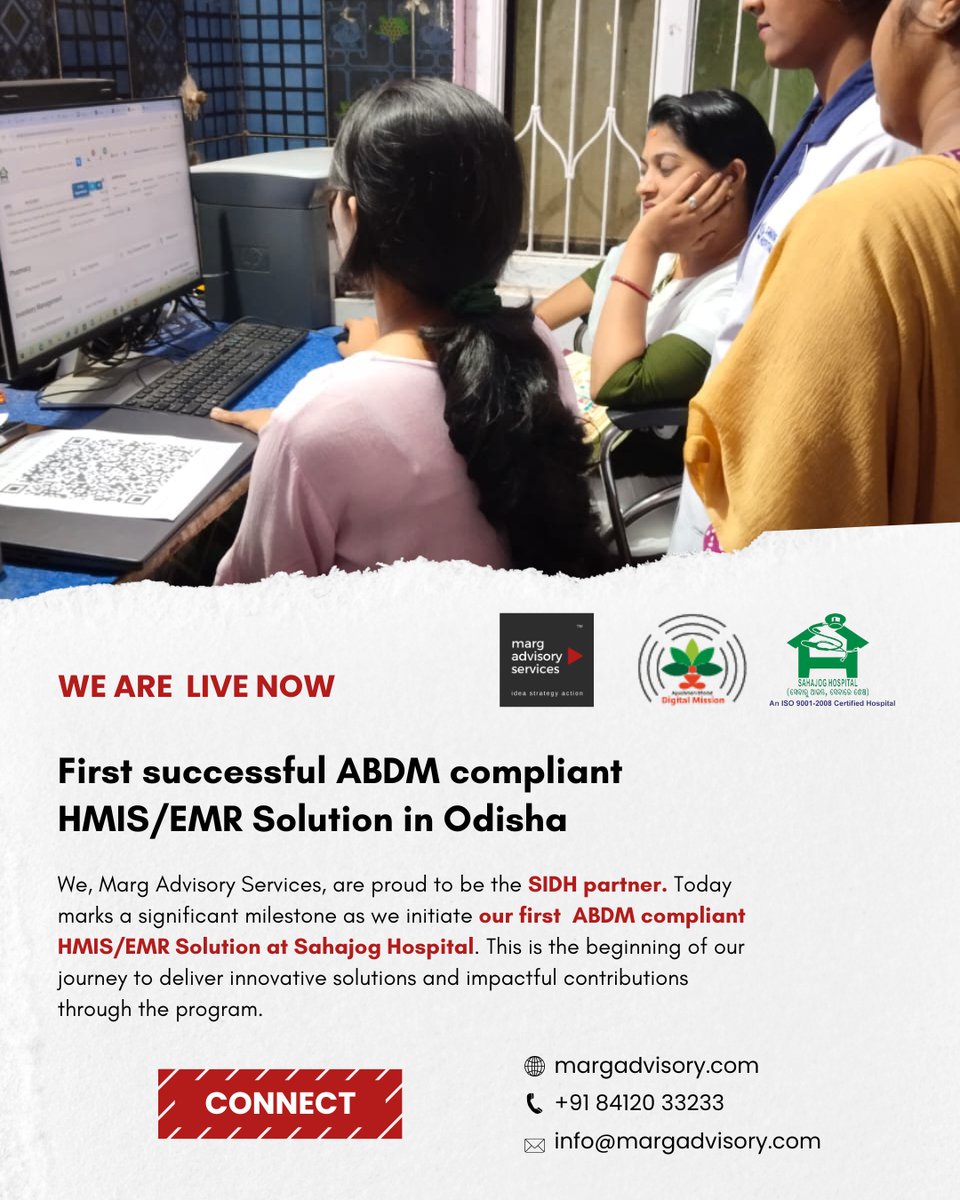 margadvisory's tweet photo. Kudos to Sahajog Hospital for becoming the first  ABDM-compliant hospital in Odisha. 

We @margadvisory delighted to be SIDH partner implementing it

@MahalingMukesh  @MohanMOdisha @GovernorOdisha @AyushmanNHA @MoHFW_INDIA @HFWOdisha @BskyOdisha @plus91 @ShibasisHota @EY_India https://t.co/H5kzTogdJ4