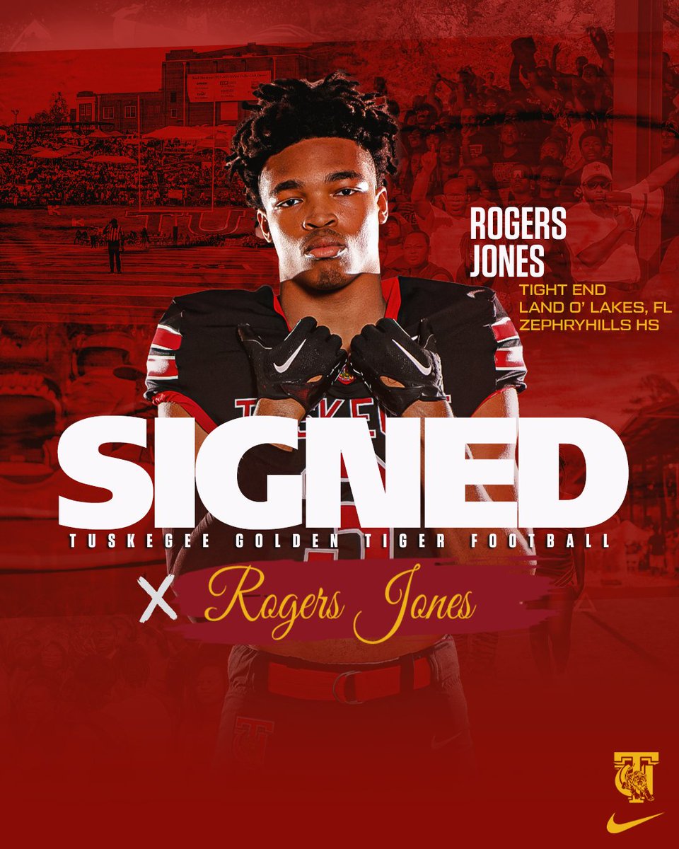 ✍️ SIGNED!

Welcome to the Tuskegee Golden Tiger Football Family, Rogers Jones!

▪️Tight End
▪️Land O' Lakes, FL
 ▪️Zephryhills HS

#SkegeeFB l #MyTUAthletics l #SigningDay25