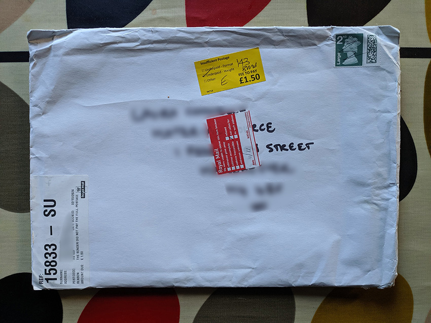 WeMakeMags's tweet photo. @RoyalMailHelp Can you tell me why this was returned to me? I put a large letter stamp on which covers a package of this size and weight. So why say that I have underpaid?  Not surprisingly the addressee never collected. So what do I do now? https://t.co/P2K7j6nm0i