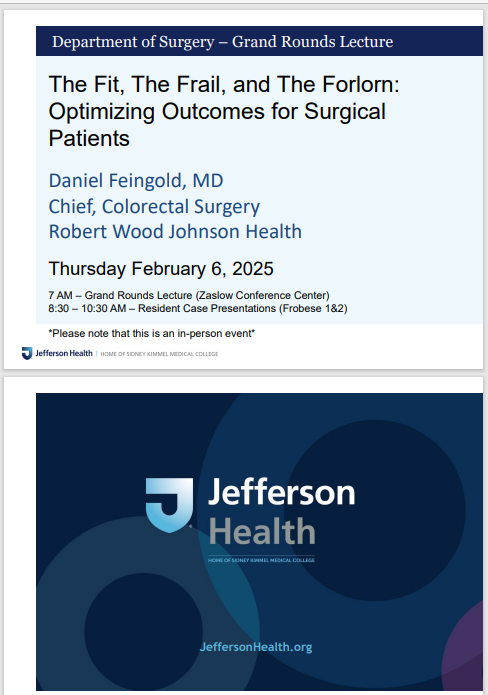 Rutgers RWJMS Surgery (@rwjsurgery) on Twitter photo <a href="/ASCRS_1/">ASCRS_1</a> leader and <a href="/RWJMS/">Rutgers RWJMedSchool</a> Colorectal Division Chief Dr. Daniel Feingold presenting Grand Rounds today <a href="/JeffHealthAb/">Jefferson Health - Abington</a>! The Fit, the Frail, and the Forlorn. #Rutgersroadshow #rutgersfacultyrock <a href="/ASCRS_1/">ASCRS_1</a> leader and <a href="/RWJMS/">Rutgers RWJMedSchool</a> Colorectal Division Chief Dr. Daniel Feingold presenting Grand Rounds today <a href="/JeffHealthAb/">Jefferson Health - Abington</a>! The Fit, the Frail, and the Forlorn. #Rutgersroadshow #rutgersfacultyrock