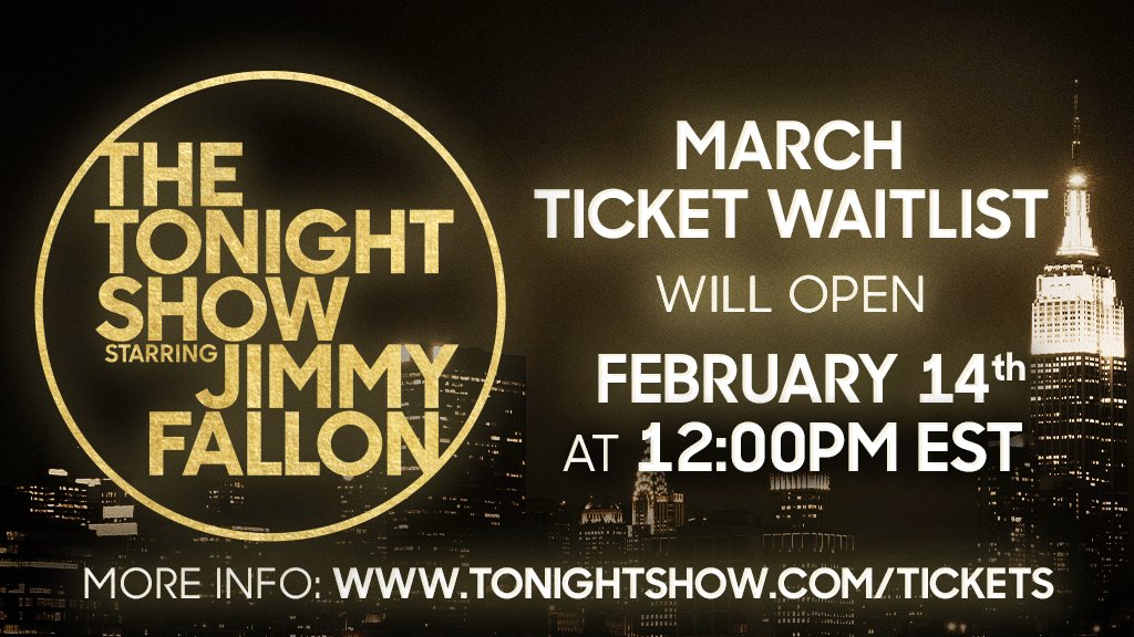 📅The March ticket waitlist will open on Friday, February 14th at 12pm EST! Read more on how to request tickets here: tonightshow.com/tickets