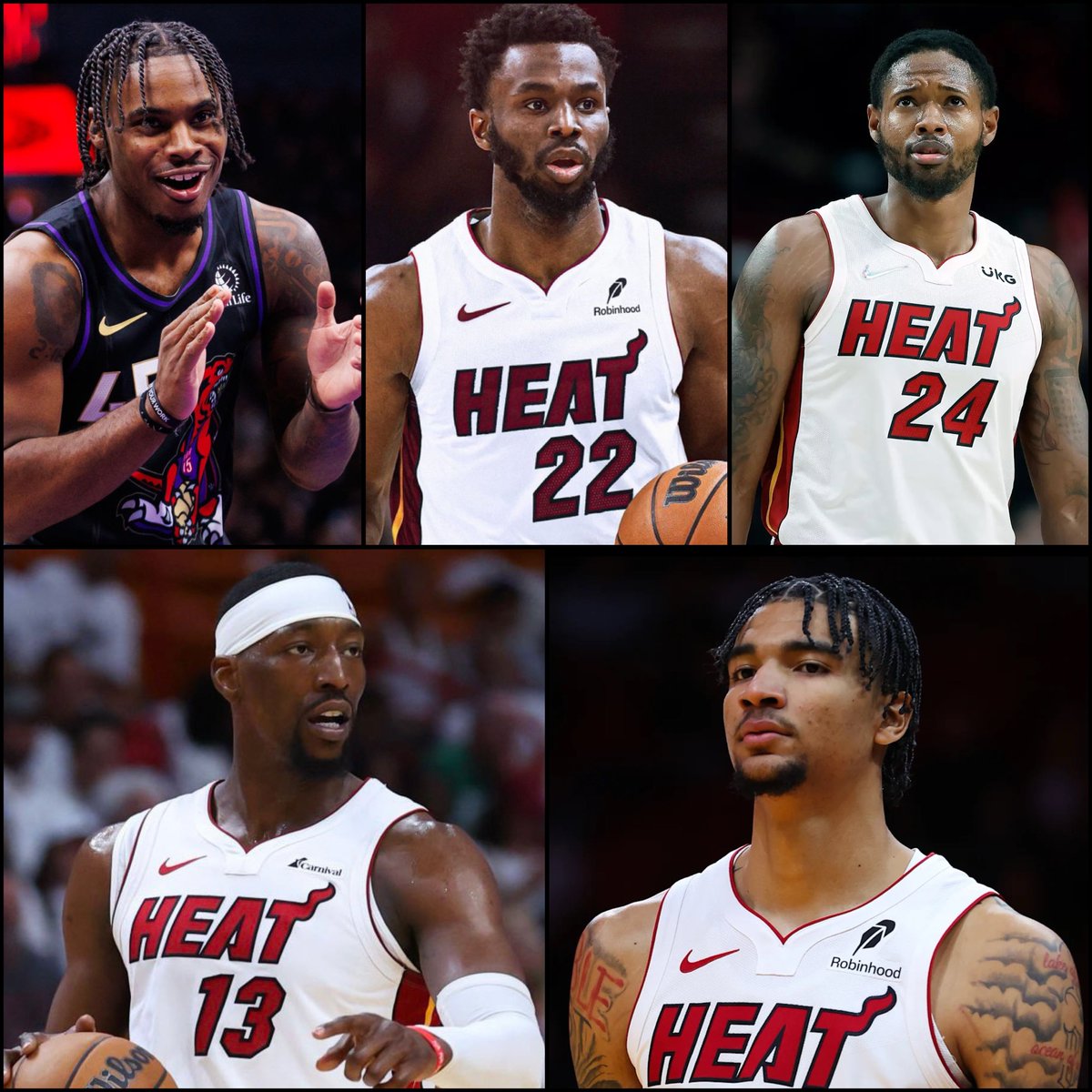 Davion Mitchell
Haywood Highsmith
Andrew Wiggins
Bam Adebayo
Kel’el Ware

Miami bout to put other teams in prison.