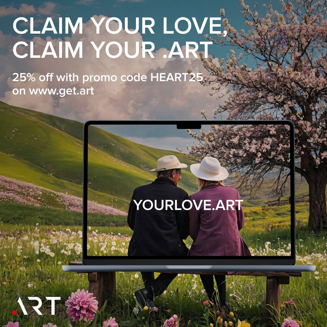 💘Give your art a loving home.

25% off ALL domains with code HEART25, only on get.art!❤️‍🔥

#ValentinesDay