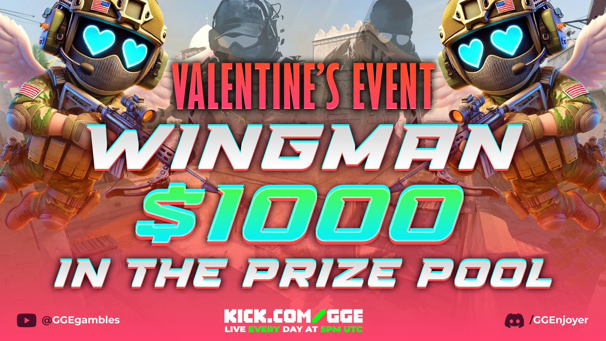 GGEnjoyer's tweet photo. 💰CS2 WINGMAN VALENTINES TOURNAMENT 💰

✅Bring your friend to make a team of 2 
💸Compete for a prize pool of a 1000$
📅Playoff starts the 7th of February and the tournament ends the 14th on stream

🦺Open a ticket on discord to participate : https://t.co/cgNYbJbrGZ

🔁RT 50$ https://t.co/mfUBszPzNh