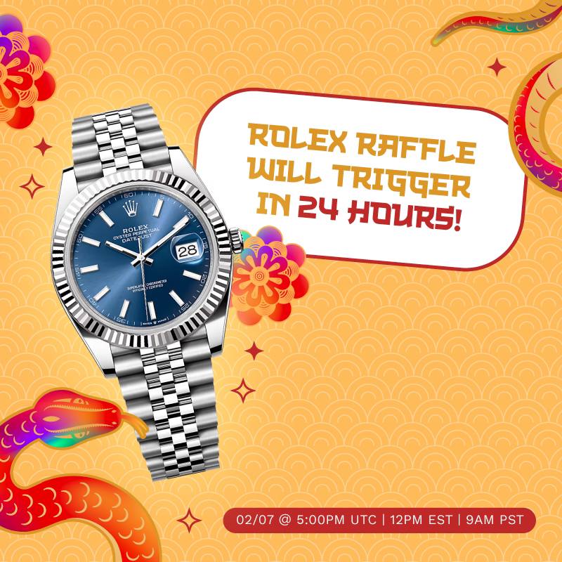 YOU HAVE 24 HOURS! ⏰

This is your last chance to enter the raffle to win this Rolex Datejust 41mm Blue Dial.

Cash in your FREE participating community-based $SPIN tokens.

OR

Use your SOL to play unlimited spins! 🤝

Each spin = 1 raffle 🎟️ toward the Rolex.

Play here. 🔗⬇️