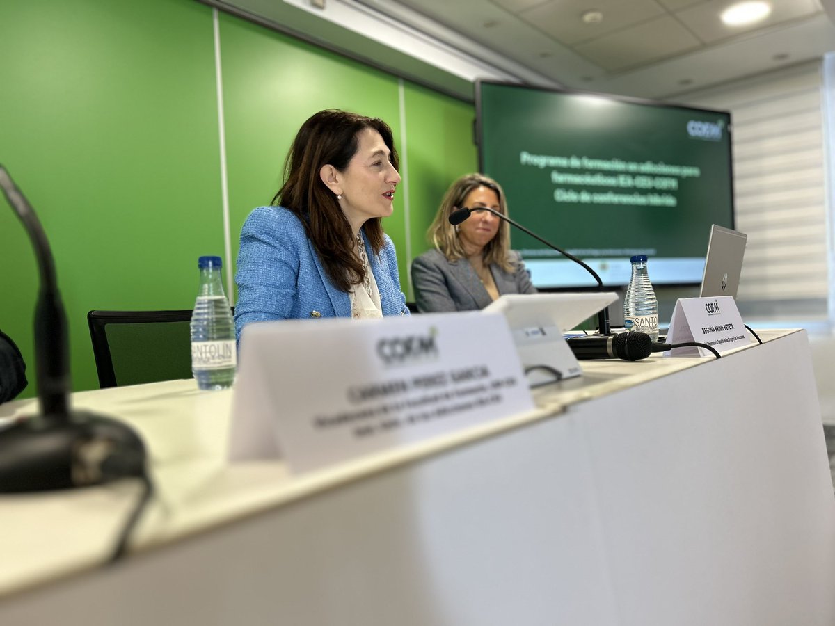 COF Madrid (@cofmadrid) on Twitter photo La conferencia ha sido impartida por Begoña Brime, directora Observatorio Español de las Drogas y las Adicciones <a href="/sanidadgob/">Ministerio de Sanidad</a>, y Carmen Pérez, vicedecana de la Facultad de Farmacia, USP-CEU <a href="/IEA_CEU/">Instituto Universitario Estudios de las Adicciones</a>, y moderada por nuestro vocal de #PlantasMedicinales, Carlos Muñoz. La conferencia ha sido impartida por Begoña Brime, directora Observatorio Español de las Drogas y las Adicciones <a href="/sanidadgob/">Ministerio de Sanidad</a>, y Carmen Pérez, vicedecana de la Facultad de Farmacia, USP-CEU <a href="/IEA_CEU/">Instituto Universitario Estudios de las Adicciones</a>, y moderada por nuestro vocal de #PlantasMedicinales, Carlos Muñoz.