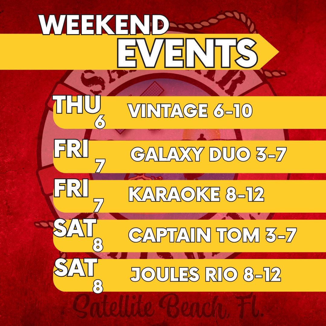 sandbarsatbeach's tweet photo. We've got an awesome weekend planned starting tonight with Vintage!
Plus we've got our Super Bowl party Sunday, be here for the game! 

https://t.co/GBcZA5DyU7 https://t.co/5pSRgj2c6R