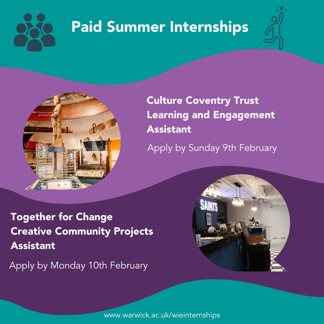 Have you applied for any of our paid summer internships yet? 

Two of our opportunities will be closed for applications soon - find out more information and apply here 👉️ warwick.ac.uk/wie/getinvolve…