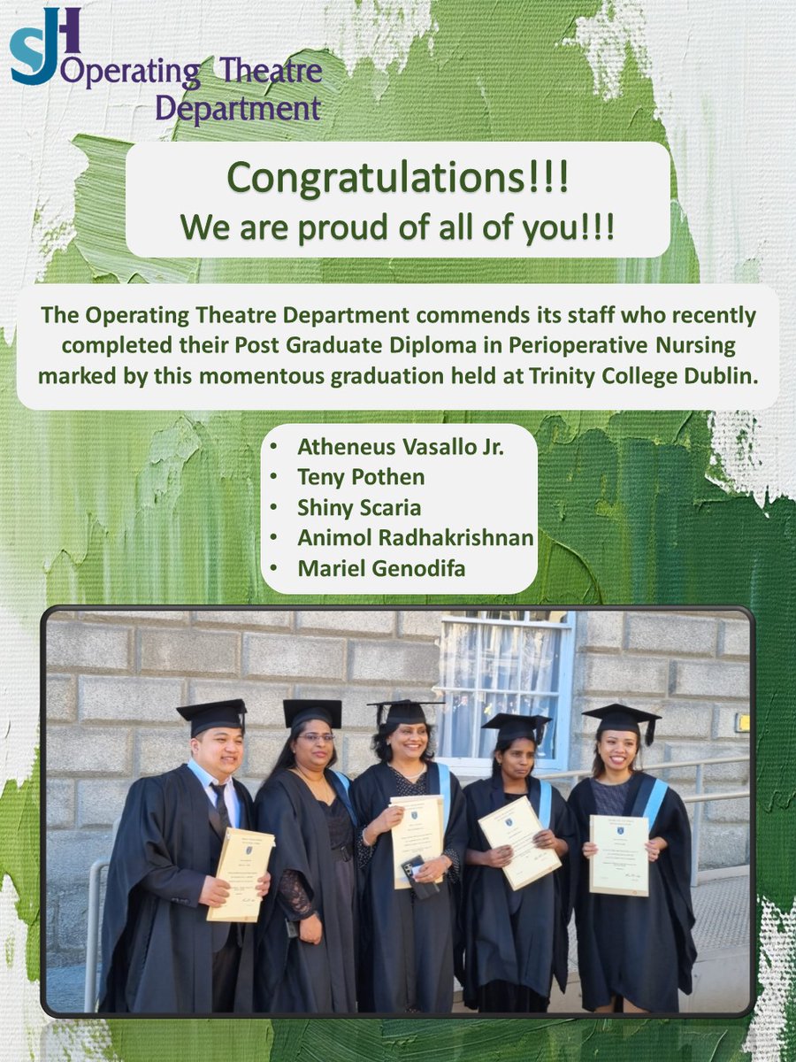 Marvic Garfin (@sanggolcelso) on Twitter photo Congratulations to the Operating Theatre Department staff who recently completed their Post Graduate Diploma in Perioperative Nursing marked by this momentous graduation held at <a href="/tcddublin/">Trinity College Dublin</a>. We are proud of all of you! Congratulations to the Operating Theatre Department staff who recently completed their Post Graduate Diploma in Perioperative Nursing marked by this momentous graduation held at <a href="/tcddublin/">Trinity College Dublin</a>. We are proud of all of you!