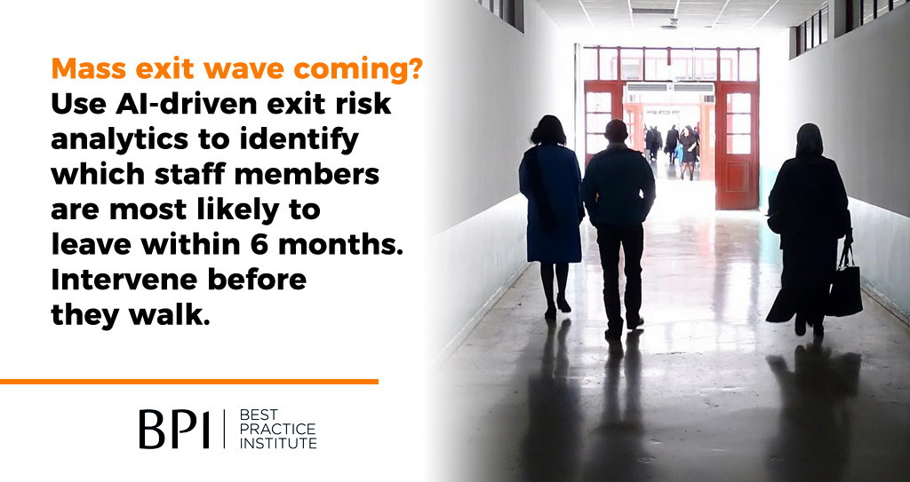 Mass exit wave coming? Use AI-driven exit risk analytics to identify which staff members are most likely to leave within 6 months. Intervene before they walk. hubs.li/Q035pnxs0