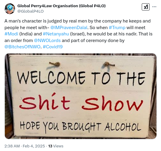 Moronic Morality (@moronsmorality) on Twitter photo The type of people (#Modi and #Netanyahu) #Trump would meet casts a serious doubt about his commitment to clean the #DeepState swamp. Trump is just following orders of <a href="/NWOLords/">NWO Lords</a> and <a href="/BitchesOfNWO/">NWO Bitches</a> are planning for next attack upon #Humanity soon perry4law.org. #Covid19 The type of people (#Modi and #Netanyahu) #Trump would meet casts a serious doubt about his commitment to clean the #DeepState swamp. Trump is just following orders of <a href="/NWOLords/">NWO Lords</a> and <a href="/BitchesOfNWO/">NWO Bitches</a> are planning for next attack upon #Humanity soon perry4law.org. #Covid19