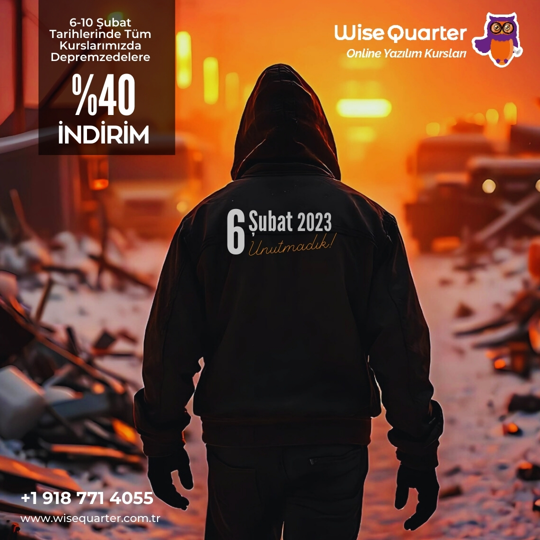 🤍 6 Şubat Depremi'ni Unutmadık 🤍
Ülkemizi derinden sarsan 6 Şubat 2023 depreminin 2. yılında, kaybettiğimiz canları saygıyla anıyor. 🙏Bu anlamlı günlerde, 6-10 Şubat tarihleri arasında tüm kurslarımızda depremzede vatandaşlarımıza %40 indirim sağlıyoruz. 🎓💙