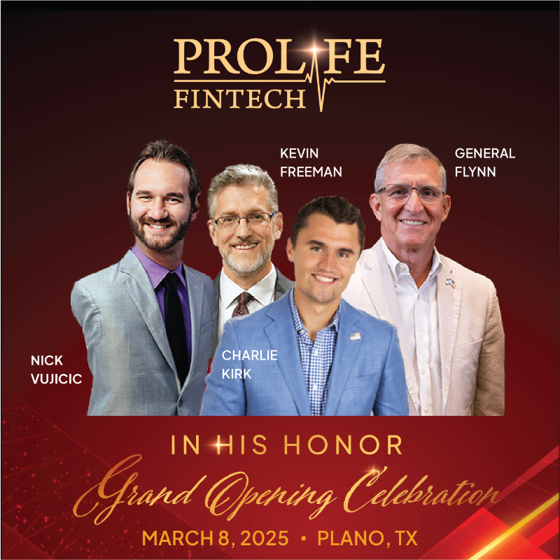 ProLifeFintech's tweet photo. BIG EVENT - March 8, 2025 in Dallas TX area! ProLifeFintech’s grand opening features incredible speakers: @nickvujicic, @GenFlynn, @charliekirk11, @SecretWeaponUSA. 
🎟️ Tickets are limited!: https://t.co/zFpXL59evi 

#ProLifeFintech