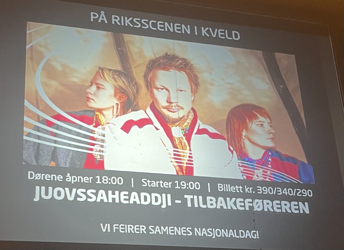 Looking foward to celebrate Sami National Day in Oslo this evening, at Riksscenen with the performance Juovssaheaddji.