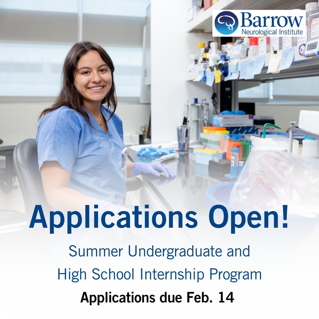Barrow Neurological Foundation (@supportbarrow) on Twitter photo Applications for the Barrow Summer Internship Programs are OPEN! For more than 20 years, <a href="/BarrowNeuro/">BarrowNeurological</a> has provided high school and undergraduate students with an all-encompassing neuroscience experience under the mentorship of its renowned physicians and scientists. Students Applications for the Barrow Summer Internship Programs are OPEN! For more than 20 years, <a href="/BarrowNeuro/">BarrowNeurological</a> has provided high school and undergraduate students with an all-encompassing neuroscience experience under the mentorship of its renowned physicians and scientists. Students