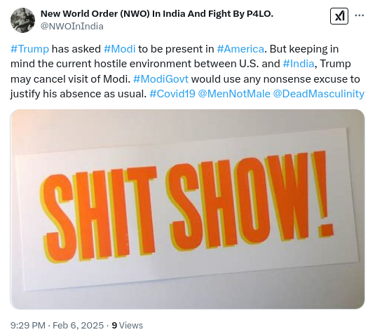Moronic Morality (@moronsmorality) on Twitter photo Trump may cancel visit of Modi in #America. He has already achieved what he wanted and he may not waste any more time upon the visit when everything can be done through a phone call. But excuses of #ModiGovt would be interesting to hear. #Covid19 <a href="/MenNotMale/">Men Not Males</a> <a href="/DeadMasculinity/">Dead Masculinity</a> Trump may cancel visit of Modi in #America. He has already achieved what he wanted and he may not waste any more time upon the visit when everything can be done through a phone call. But excuses of #ModiGovt would be interesting to hear. #Covid19 <a href="/MenNotMale/">Men Not Males</a> <a href="/DeadMasculinity/">Dead Masculinity</a>