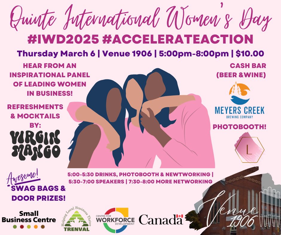 📷 One Month to Go! The Centre for Workforce Development is a proud sponsor of the Quinte International Women's Day 2025: Accelerate Action event hosted by the Small Business Centre! The cost to attend is $10. Don’t miss out - register today! 📷 eventbrite.ca/e/114293933531… #IWD2025