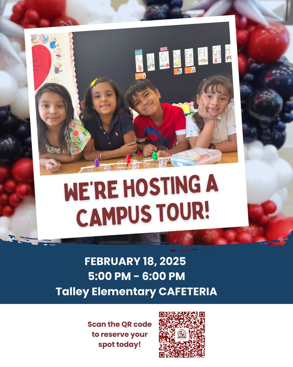 Help Us Spread the Word!
Talley families, we’re hosting a Talley Tour for families moving into the district and incoming kindergarten parents! Invite them to join us on Tuesday, February 18th, at 5:00 PM in the cafeteria.
📷 Kindergarten enrollment opens on February 11th! 📷