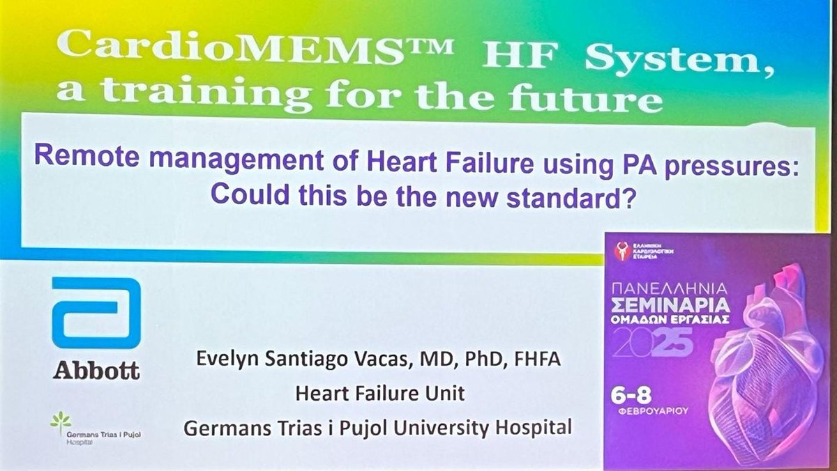 VDelgadoGarcia's tweet photo. Superproud of our colleague Dr Evelyn Santiago @Evelyn_S_V head of the #HF unit of @hgermanstrias sharing her expertise on the use of CardioMEMS during Panhellenic working group seminars in Athens @HCSgr Bright future ahead for the @IcorCat !! @HFA_President @ICardiacaSEC https://t.co/s9Mms12UDN