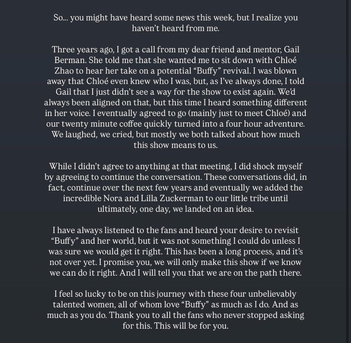 buffys's tweet photo. SARAH MICHELLE GELLARS OFFICIAL STATEMENT ON THE BUFFY REVIVAL https://t.co/V0efMrgIcn
