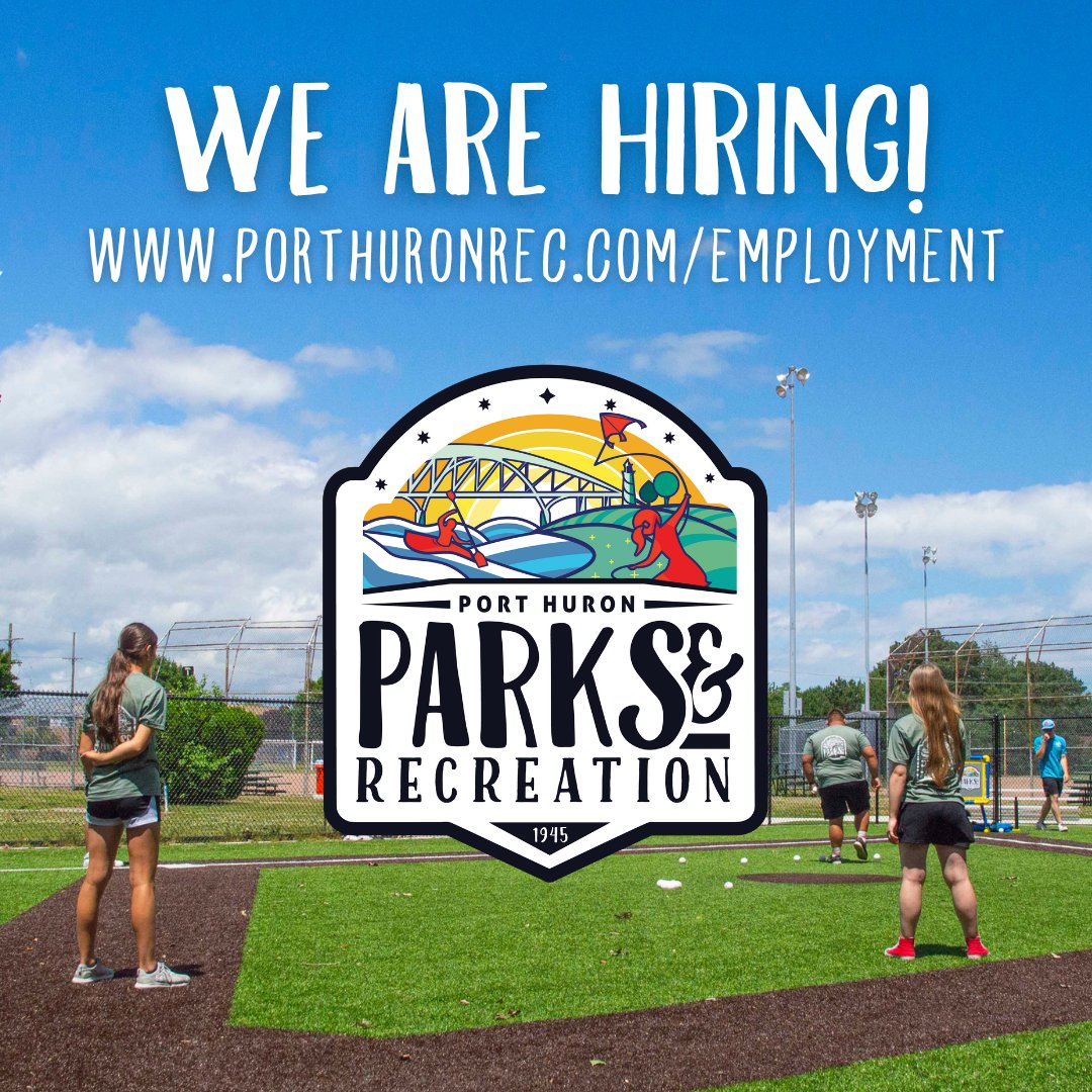 We are hiring for a full-time recreation coordinator, a play facilitator at Discovery City Children's Museum and several seasonal summer positions!

For more info, please visit porthuronrec.com/employment.