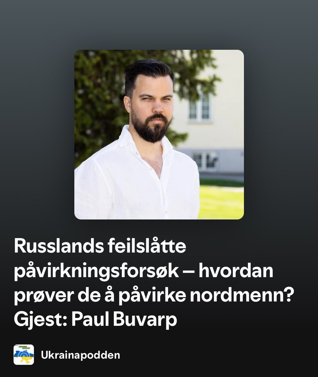 🦻 NY EPISODE 🦻

Hvordan fungerer påvirkningsoperasjoner fra fremmede makter og er det sunt er det å være på sosiale medier? Seniorforsker <a href="/paulbuvarp/">Paul M H Buvarp</a> fra <a href="/FFI_research/">Forsvarets forskningsinstitutt</a> snakker med <a href="/RavnVetle/">Vetle Ravn Viken</a> og <a href="/J_SundHenriksen/">Jørn Sund-Henriksen 🇳🇴🇺🇦🇬🇪🇹🇼🥛</a>:

 open.spotify.com/episode/03i39Z…
