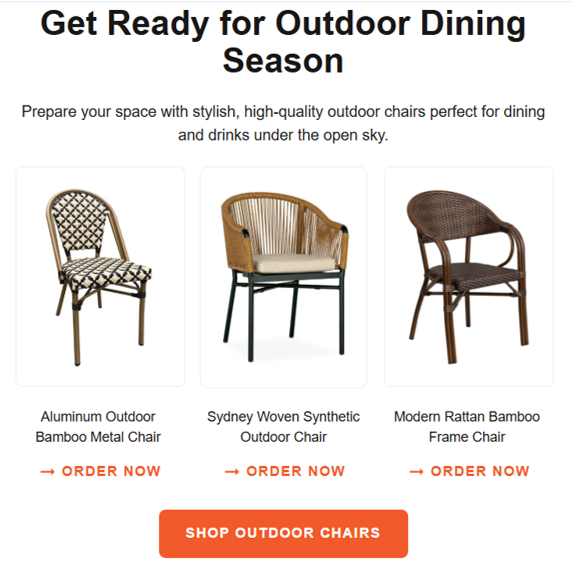 RestFurnPlus's tweet image. Check out this week's newsletter featuring all the outdoor furniture you will need for the upcoming summer dining season.  Order now to ensure your outdoor patios look terrific this year.
mailchi.mp/80cc14482894/s…
