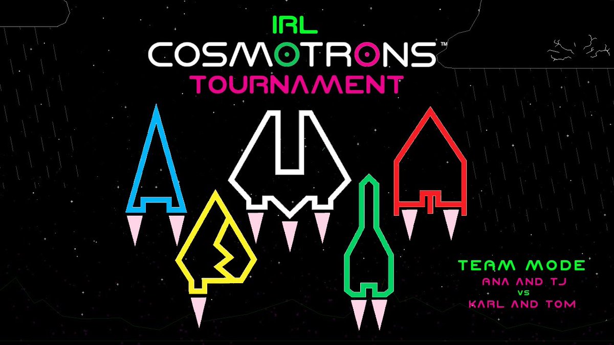 Cosmotrons Tournament - A Heated Rivalry! Ana+TJ vs. Karl+Tom

youtube.com/watch?v=Nh_IOS…