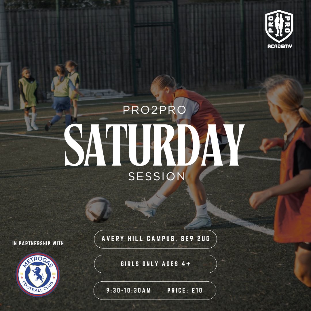 Pro2ProAcademy's tweet image. CALLING ALL YOUNG BALLERS AGED 4+ … 

Bring your friends along for a FREE taster session this Saturday at Avery Hill Campus, 9:30-10:30am. 

All abilities including those looking for a team to join!!