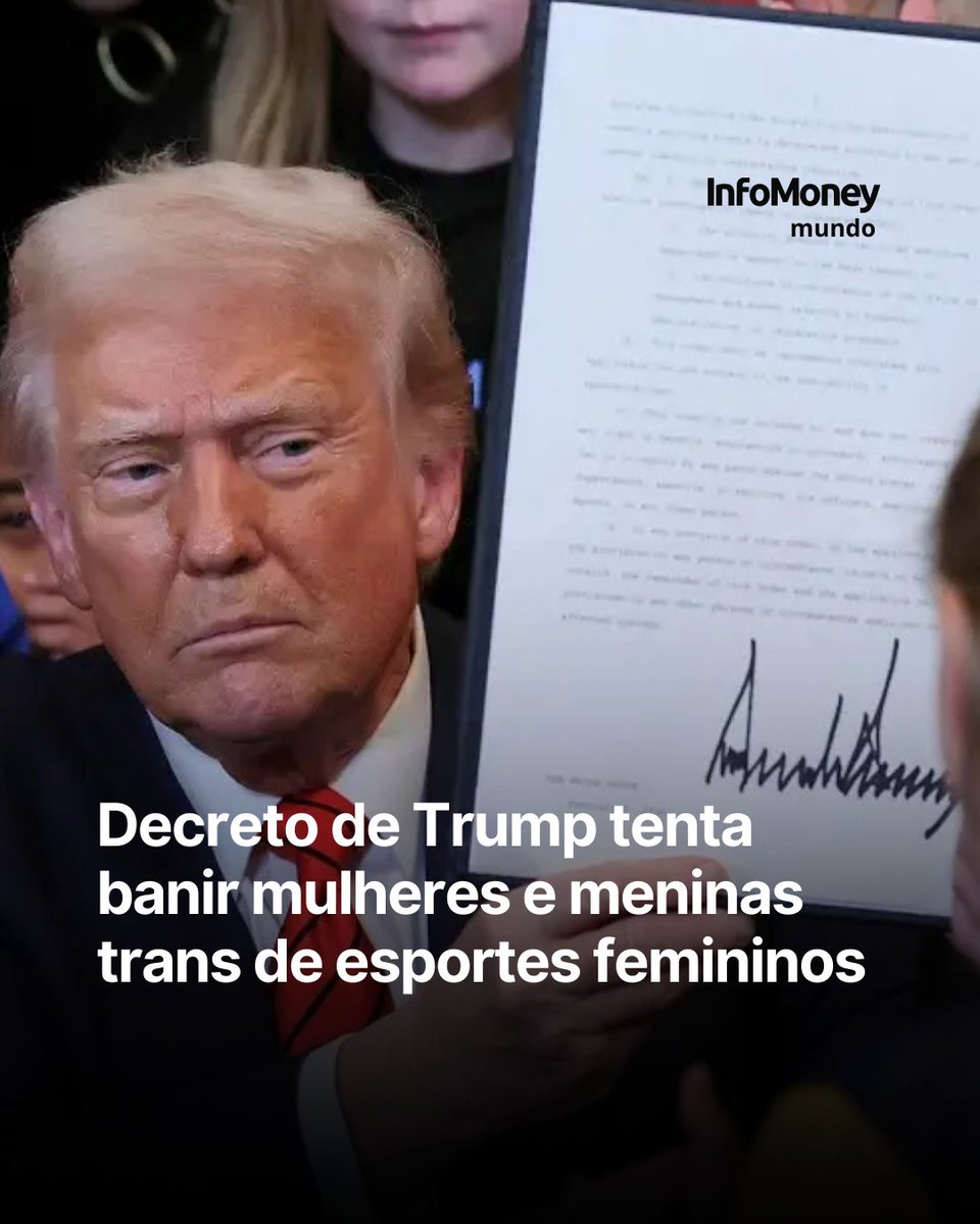 DECRETO, QUE PODE ENFRENTAR DESAFIOS LEGAIS, EXIGE "APLICAÇÃO IMEDIATA" EM TODO PAÍS

O presidente dos EUA, Donald Trump, assinou um decreto nesta quarta (5) tentando excluir meninas e mulheres transgêneros dos esportes femininos, uma diretriz que seus defensores dizem que