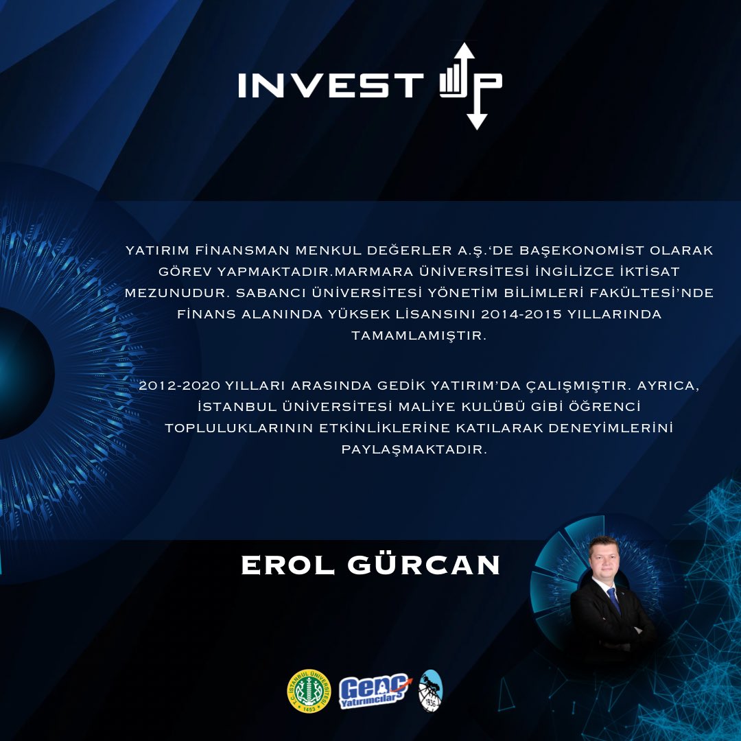📢 Invest Up’ta Finans ve Yatırıma Dair Derinlemesine Bir Sohbet! 📢

Ekonomi ve yatırım dünyasının iki önemli ismi; Burak Arzova ve Erol Gürcan “Trum 2.0 ve Yeni Ekonomik Düzen” başlıklı oturumuyla Invest Up’ta bizlerle! 🚀📊
 
Katılım formu: forms.gle/UJuBThosep1LqJ…
