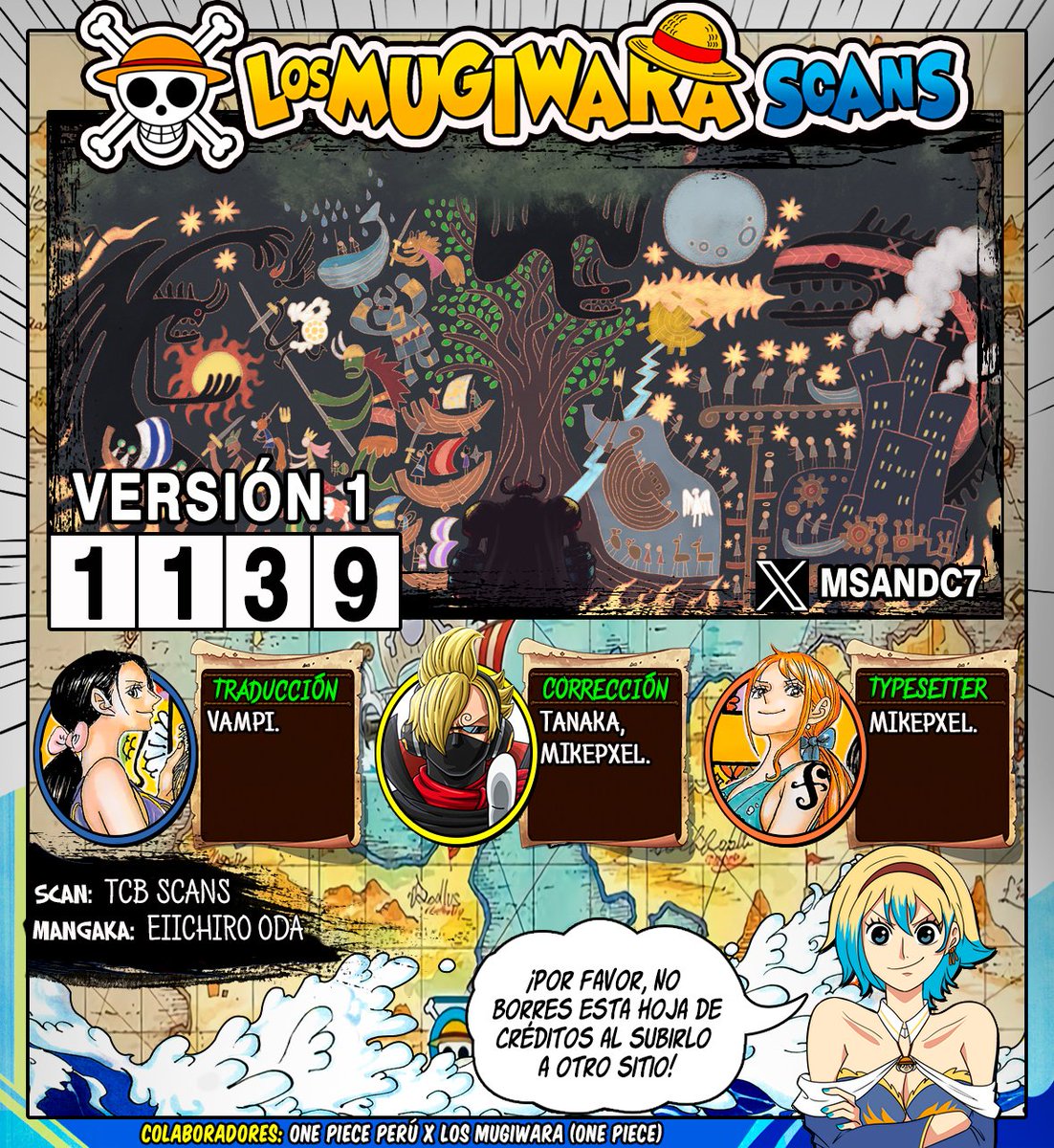 LosMugiwaraScan's tweet photo. ONE PIECE CAPÍTULO 1139: "VERSIÓN 1"
-------
■ Traducción: @LosMugiwaraScan
-------
►Leer Online / Descargar y PDF~> https://t.co/O0fNLl69pb
-------
#ONEPIECE1139 https://t.co/lCIcyuP5OS