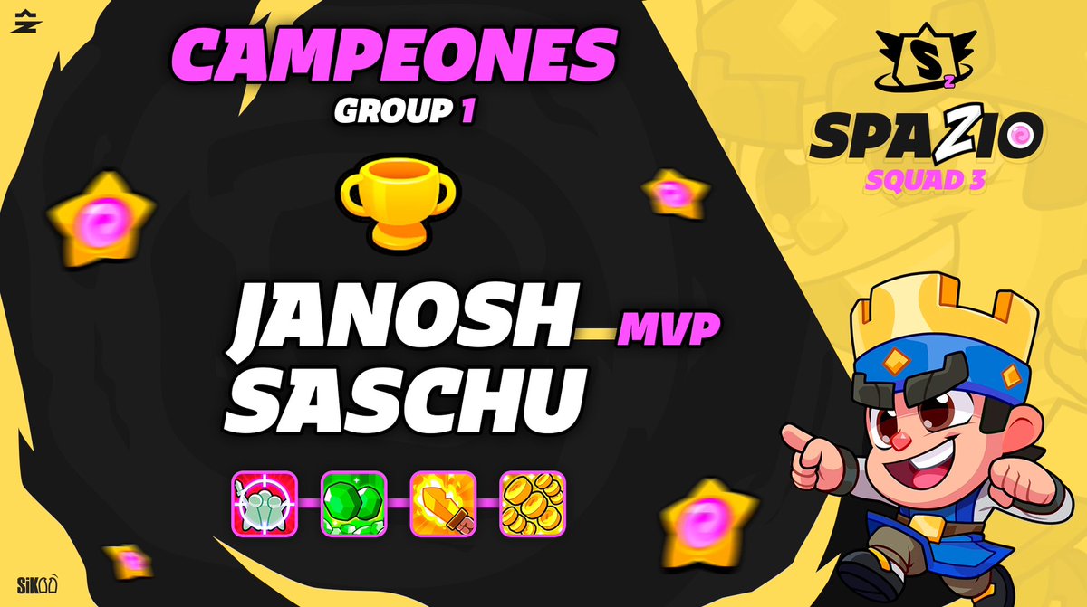 CAMPEONES 👽

Grupo 1 - SpazioSquad 3

¡Felicidades a los conquistadores de esta 3ra edición en el primer grupo! 🏆

🔥 Buenas batallas, muchas gemas y una demostración de puro nivel.
El Dúo más dominante del torneo se lleva el título.

🏆 <a href="/Janosch_SB/">VWT | JanoschSB</a> y <a href="/saschurik/">saschurik</a> 🏆

🖖